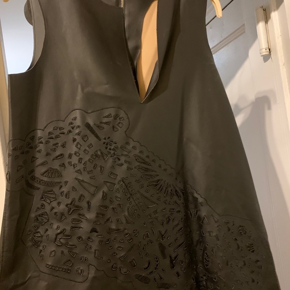 Josie Natori Black Faux Leather Dress (size 10) - Picture 5 of 10